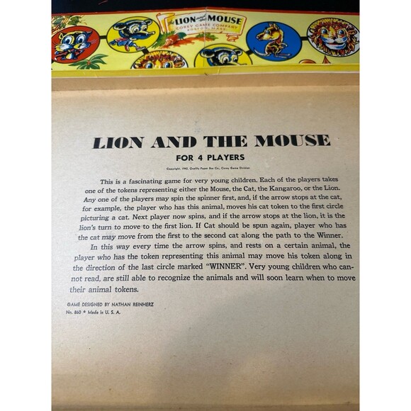 Vintage 1942 The Lion and the Mouse Board Game – Complete Tiny Tots Toy - Picture 7 of 10